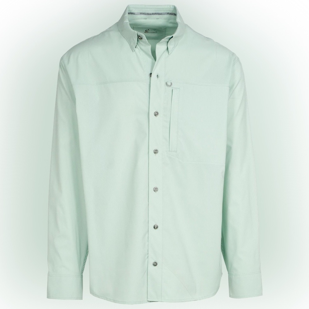 World Wide Sportsman Men 2XL Mint Green Long Sleeve Fishing Shirt Vented Ripstop